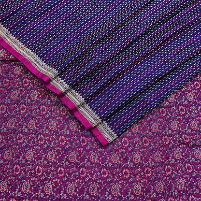 Indian Vintage Blue Banarasi Brocade Saree | Heavy Wedding Sari in Pure Satin Silk Woven Zari Fabric for Crafting, Dressmaking