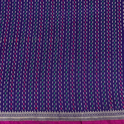 Indian Vintage Blue Banarasi Brocade Saree | Heavy Wedding Sari in Pure Satin Silk Woven Zari Fabric for Crafting, Dressmaking