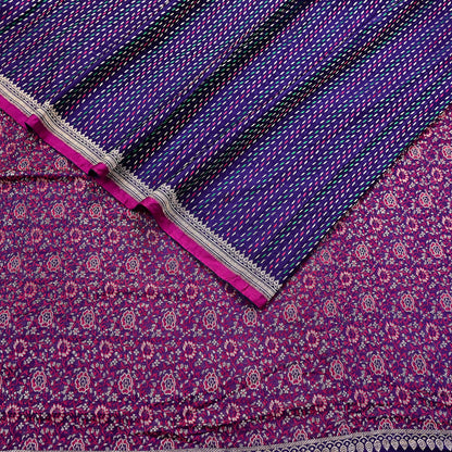 Indian Vintage Blue Banarasi Brocade Saree | Heavy Wedding Sari in Pure Satin Silk Woven Zari Fabric for Crafting, Dressmaking