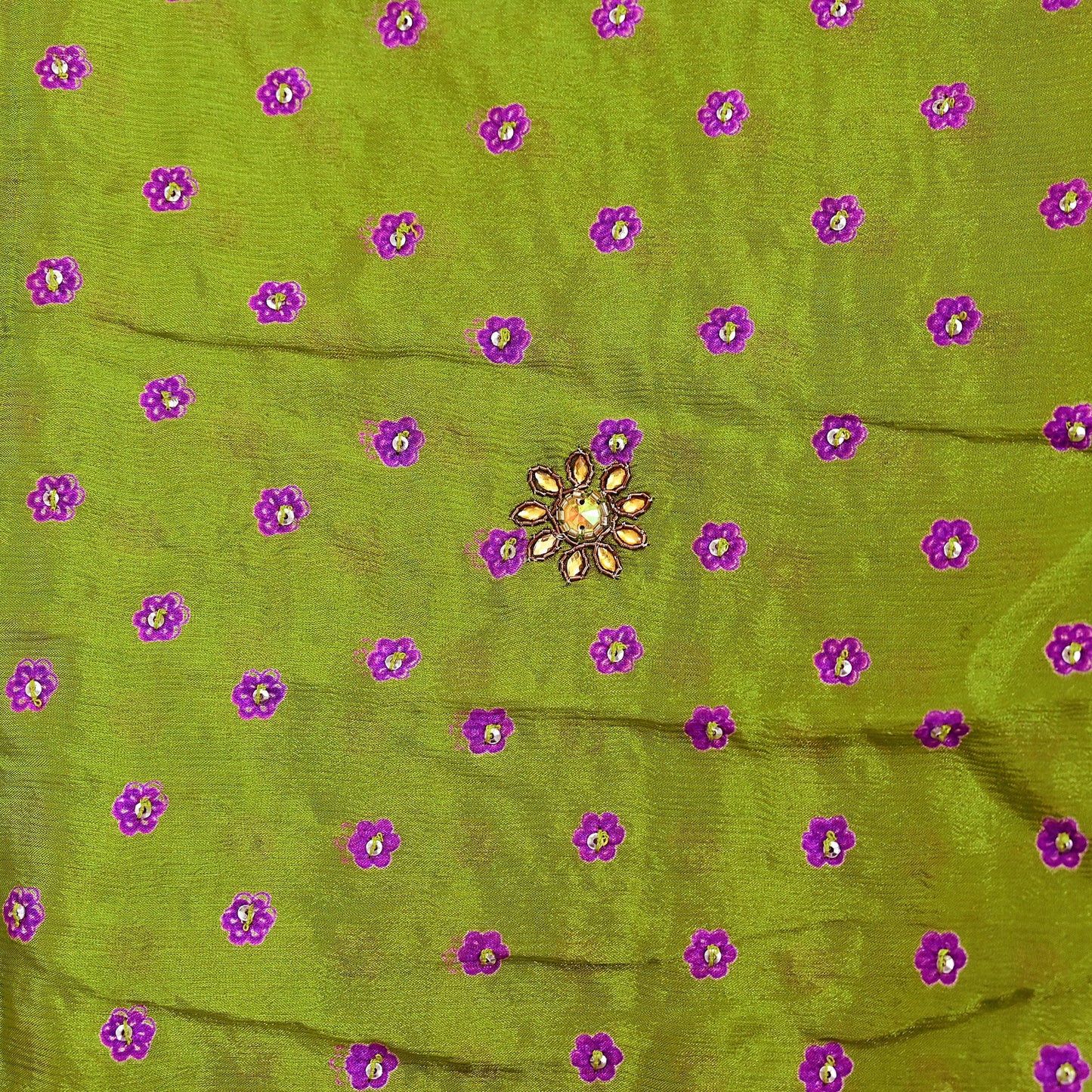 Indian Vintage Heavy green Dupatta Pure silk Long Stole Hand Embroidered Hijab Scarves Veil Wrap Zardozi Dabka