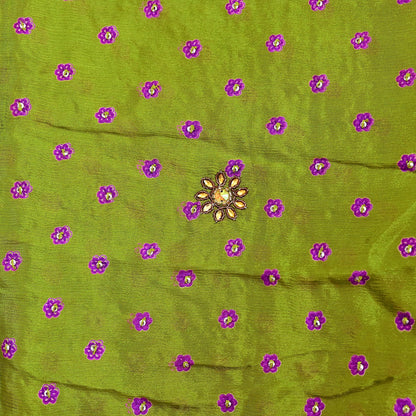 Indian Vintage Heavy green Dupatta Pure silk Long Stole Hand Embroidered Hijab Scarves Veil Wrap Zardozi Dabka