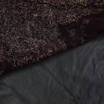 Indian Vintage Heavy Sari Black Pure Georgette Silk Hand Beaded Sarees Craft Fabric 5Yd Sewing Soft Ethnic Wedding Dress making