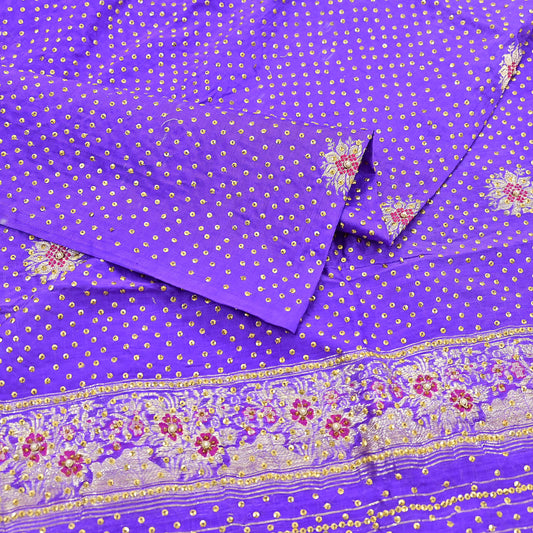 Indian Vintage Dupatta Purple Long Stole Pure silk Woven Brocade Banarasi Scarves Veil Scarf Wrap Hippie Boho Soft Floral Zari