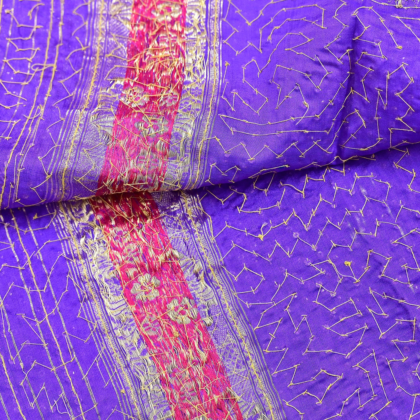 Indian Vintage Dupatta Purple Long Stole Pure silk Woven Brocade Banarasi Scarves Veil Scarf Wrap Hippie Boho Soft Floral Zari