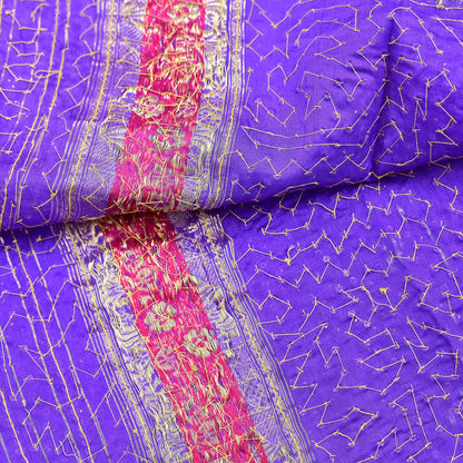 Indian Vintage Dupatta Purple Long Stole Pure silk Woven Brocade Banarasi Scarves Veil Scarf Wrap Hippie Boho Soft Floral Zari