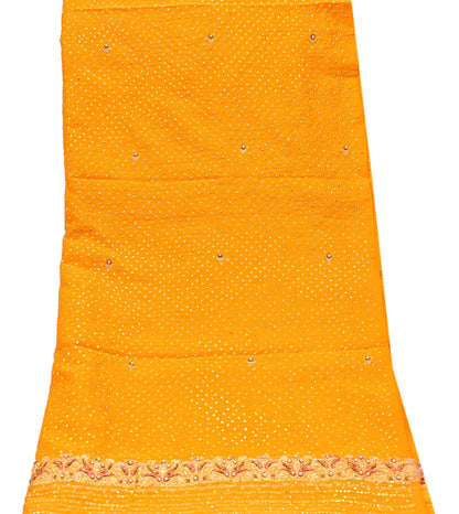 Indian Vintage Dupatta Saffron Long Stole Pure silk Woven Brocade Banarasi Scarves Veil Scarf Wrap Hippie Boho Soft Floral Zari