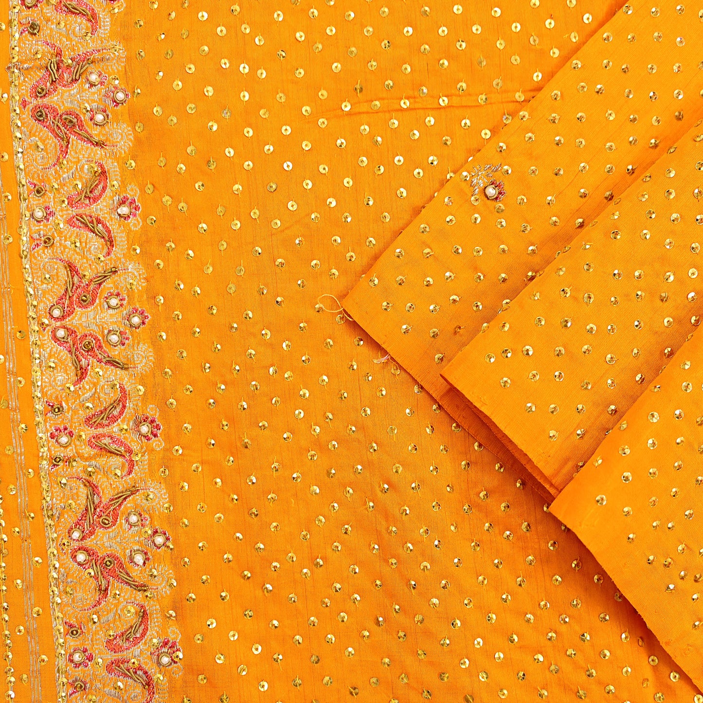 Indian Vintage Dupatta Saffron Long Stole Pure silk Woven Brocade Banarasi Scarves Veil Scarf Wrap Hippie Boho Soft Floral Zari