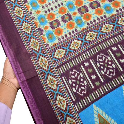 Indian Vintage Sari Multi Printed 100% Pure Cotton Saree Craft Fabric 5Yd Soft Sewing Sarong Wrap Boho Stripes Dress making Quilting