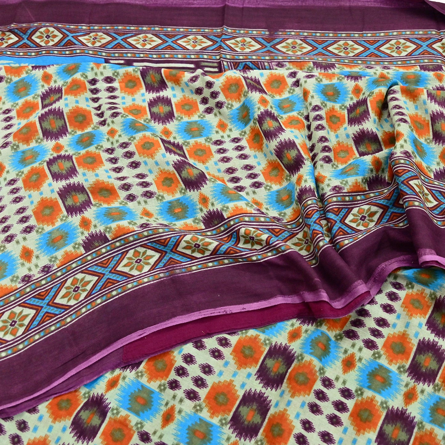 Indian Vintage Sari Multi Printed 100% Pure Cotton Saree Craft Fabric 5Yd Soft Sewing Sarong Wrap Boho Stripes Dress making Quilting