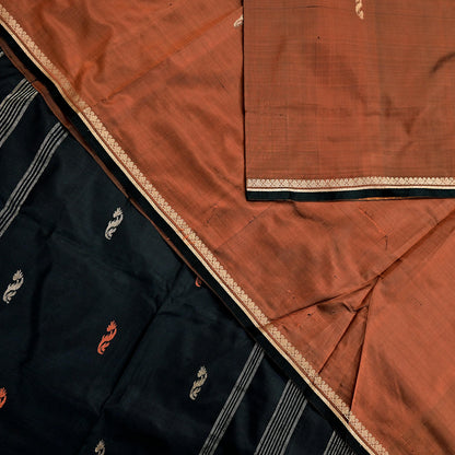 Indian Vintage Sari Mysore Silk Hand Woven Saree with Zari Border 5 Yards Soft Craft Fabric Upcycle, Quilting, Dressmaking