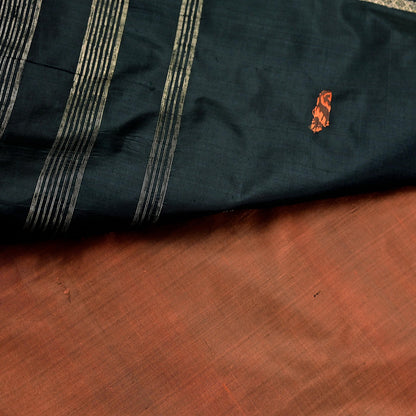 Indian Vintage Sari Mysore Silk Hand Woven Saree with Zari Border 5 Yards Soft Craft Fabric Upcycle, Quilting, Dressmaking