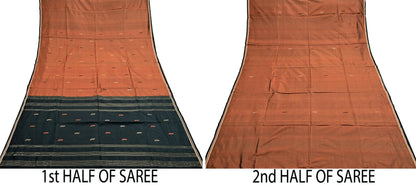 Indian Vintage Sari Mysore Silk Hand Woven Saree with Zari Border 5 Yards Soft Craft Fabric Upcycle, Quilting, Dressmaking