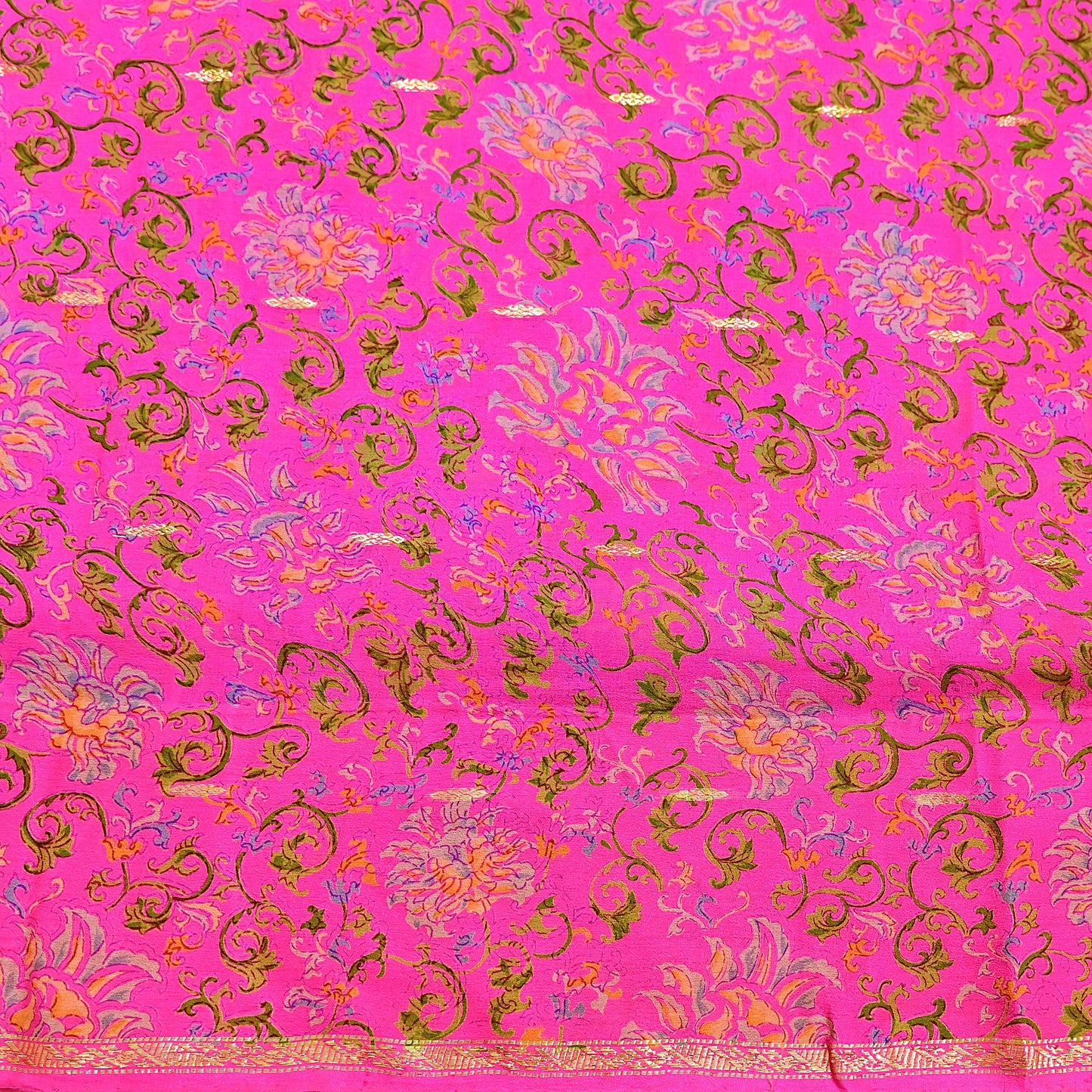 Indian Vintage Pink Saree 100% Pure Silk Printed Sari 5yard Sewing Craft Fabric DressMaking Soft Golden Zari