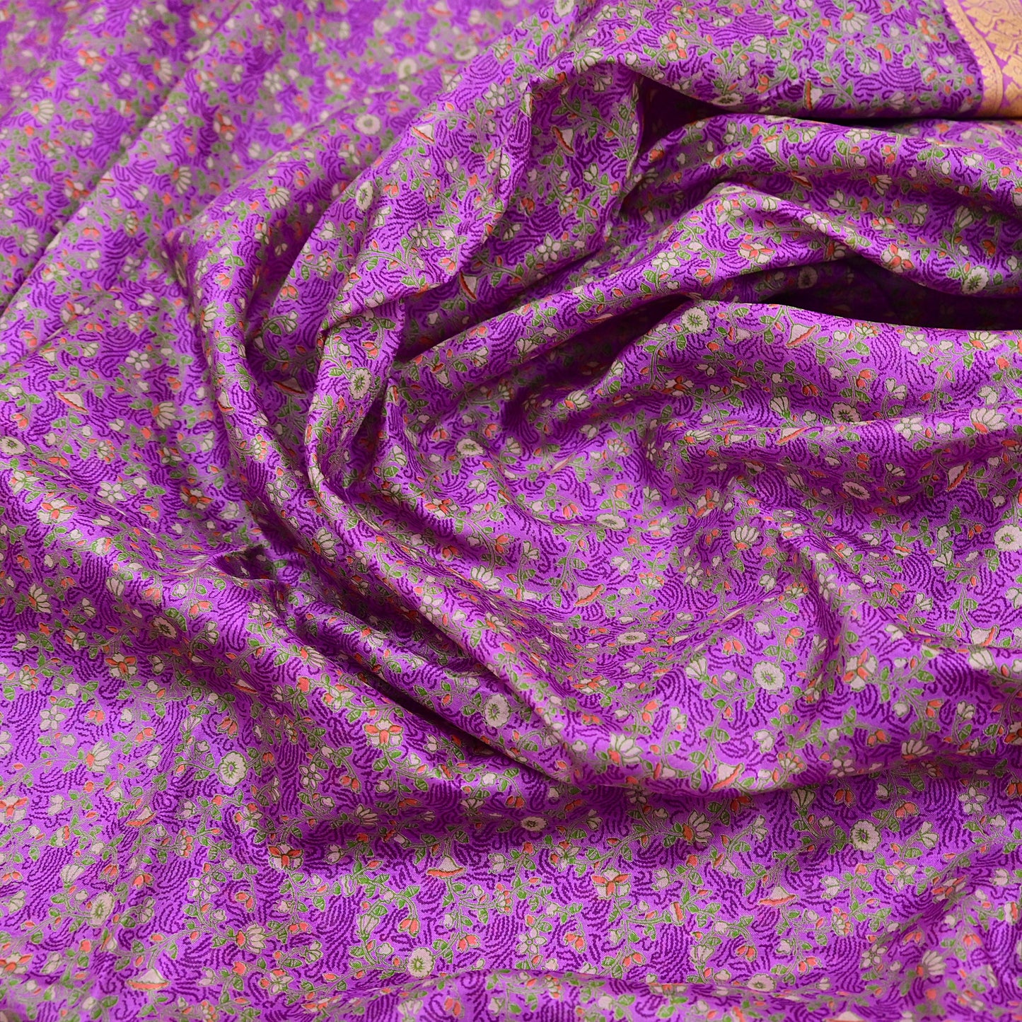 Indian Vintage Sari Purple 100% Pure Silk Printed Sarees 5yd Sewing Craft Fabric Dress Making Soft Woven Border Upcycle Quilting