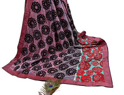 Indian Vintage Sari Net/ Pure Georgette Silk Hand Embroidered Anamika Khanna Designer Sarees Ethnic 6Yd Dabka Zari Wedding Sarees