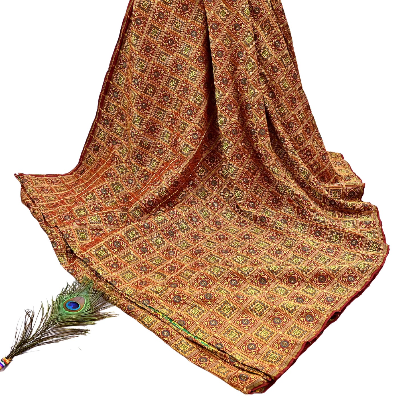 Indian Vintage Sari Maroon Heavy Wedding Pure Silk Hand Woven Gharchola Bandhani Sarees Zari 5Yd Craft Fabric Dress Making Crafting