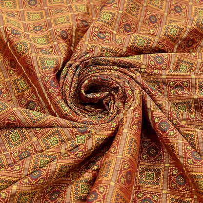 Indian Vintage Sari Maroon Heavy Wedding Pure Silk Hand Woven Gharchola Bandhani Sarees Zari 5Yd Craft Fabric Dress Making Crafting