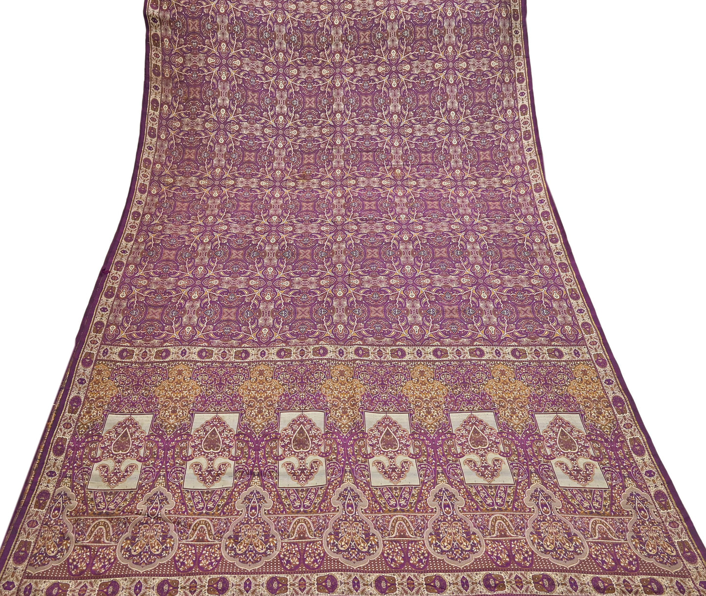 Vintage Heavy Purple Sarees Pure Silk Hand Woven Jamawar Sari Craft Fabric 5Yd Sewing Soft Ethnic Zari Dress Making Wedding Sari