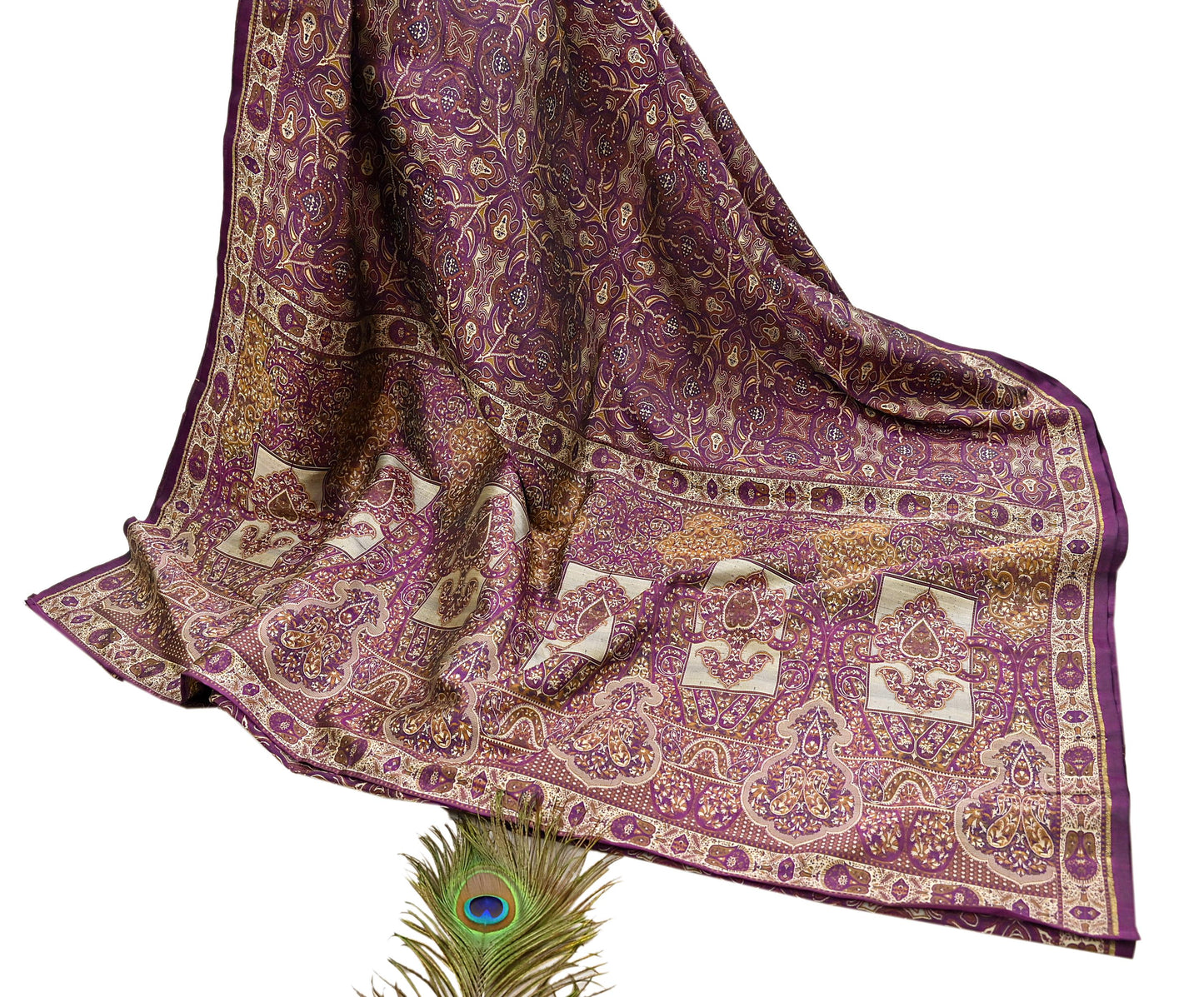 Vintage Heavy Purple Sarees Pure Silk Hand Woven Jamawar Sari Craft Fabric 5Yd Sewing Soft Ethnic Zari Dress Making Wedding Sari