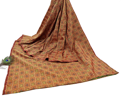 Indian Vintage Sari Maroon Heavy Wedding Pure Silk Hand Woven Gharchola Bandhani Sarees Zari 5Yd Craft Fabric Dress Making Crafting
