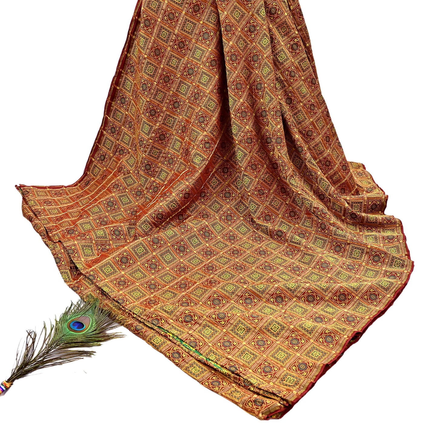 Indian Vintage Sari Maroon Heavy Wedding Pure Silk Hand Woven Gharchola Bandhani Sarees Zari 5Yd Craft Fabric Dress Making Crafting