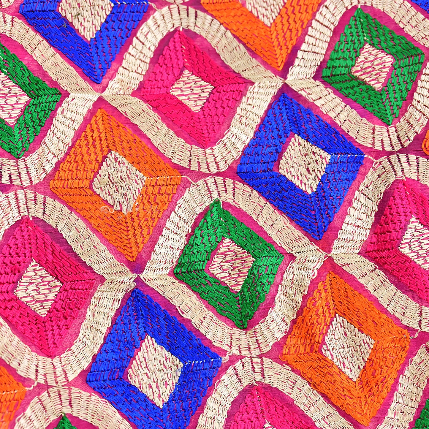 Indian Vintage Pink Dupatta Long Stole Pure Chiffon Silk Embroidered Bagh Phulkari Stole Scarves Golden Lace