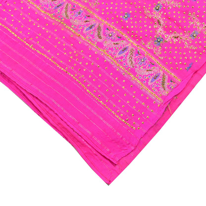 Indian Vintage Dupatta Pink Long Stole Pure silk Woven Brocade Banarasi Scarves Veil Scarf Wrap Hippie Boho Soft Floral Zari