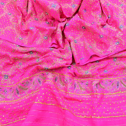 Indian Vintage Dupatta Pink Long Stole Pure silk Woven Brocade Banarasi Scarves Veil Scarf Wrap Hippie Boho Soft Floral Zari