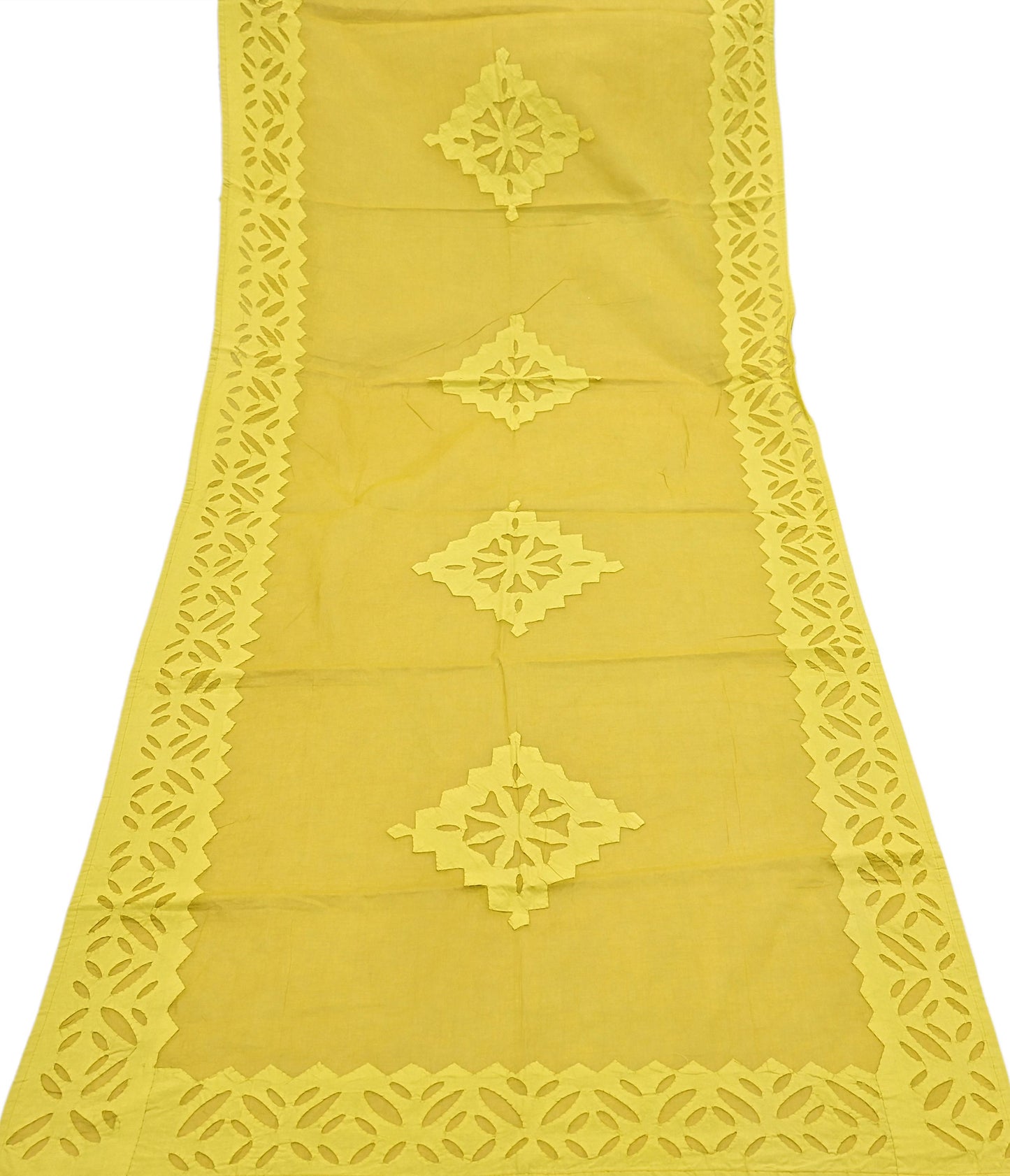 Indian Vintage Green Dupatta Long Stole Embroidered Patches Pure Cotton Scarves Veil Soft