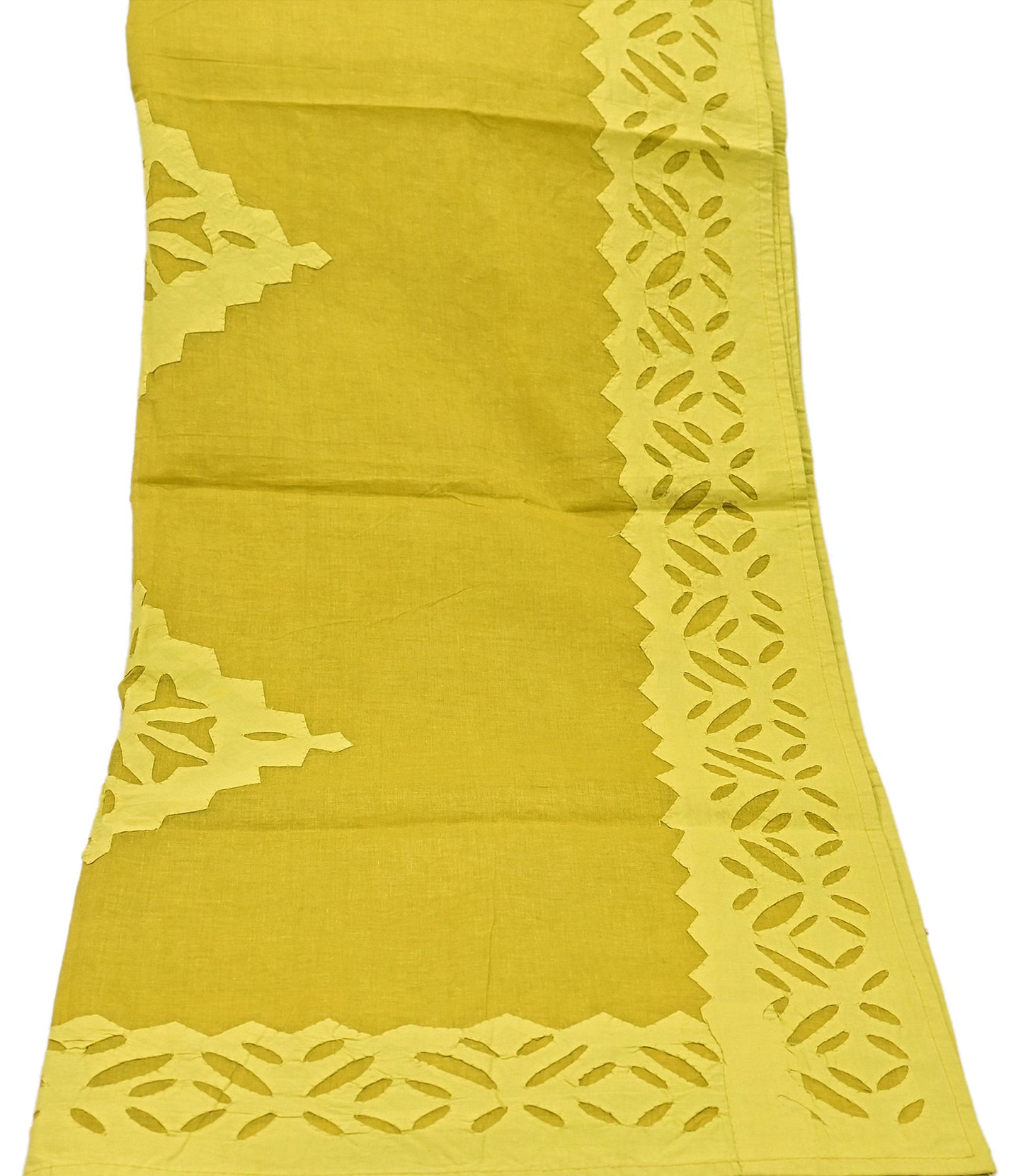 Indian Vintage Green Dupatta Long Stole Embroidered Patches Pure Cotton Scarves Veil Soft