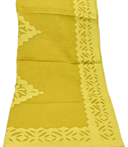 Indian Vintage Green Dupatta Long Stole Embroidered Patches Pure Cotton Scarves Veil Soft