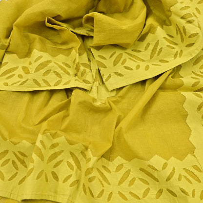 Indian Vintage Green Dupatta Long Stole Embroidered Patches Pure Cotton Scarves Veil Soft