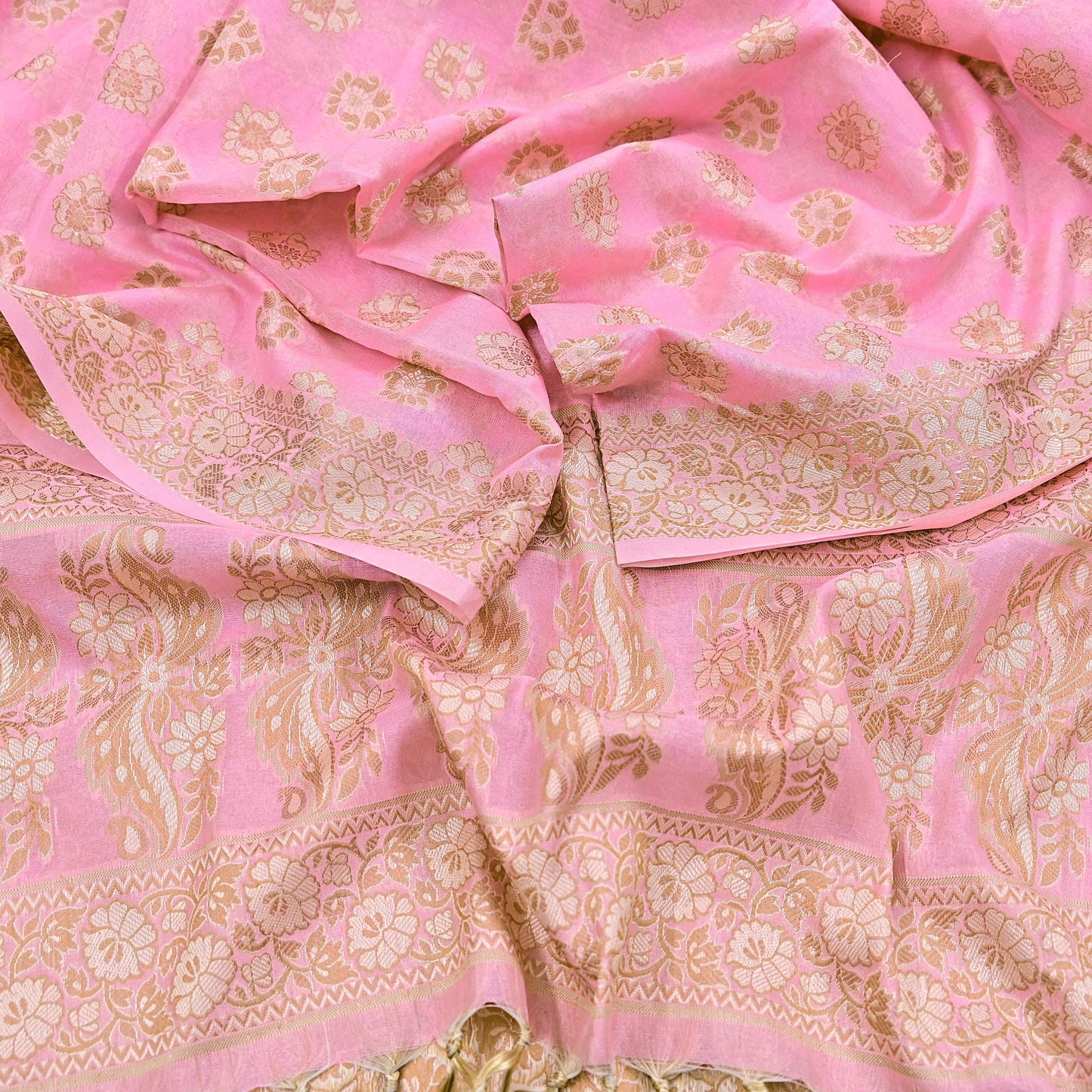 Indian Vintage Pink Dupatta Long Stole Woven Cotton Scarves Veil Soft Floral Design Wrap Boho Upcycle For Designing