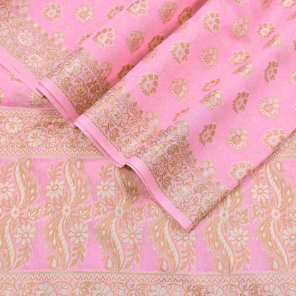 Indian Vintage Pink Dupatta Long Stole Woven Cotton Scarves Veil Soft Floral Design Wrap Boho Upcycle For Designing