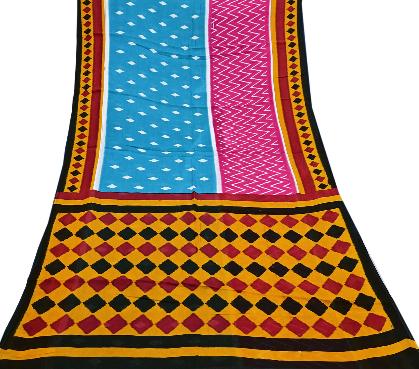 Indian Vintage Sari Multi Printed 100% Pure Cotton Saree Craft Fabric 5Yd Soft Sewing Sarong Wrap Boho Stripes Dress making Quilting