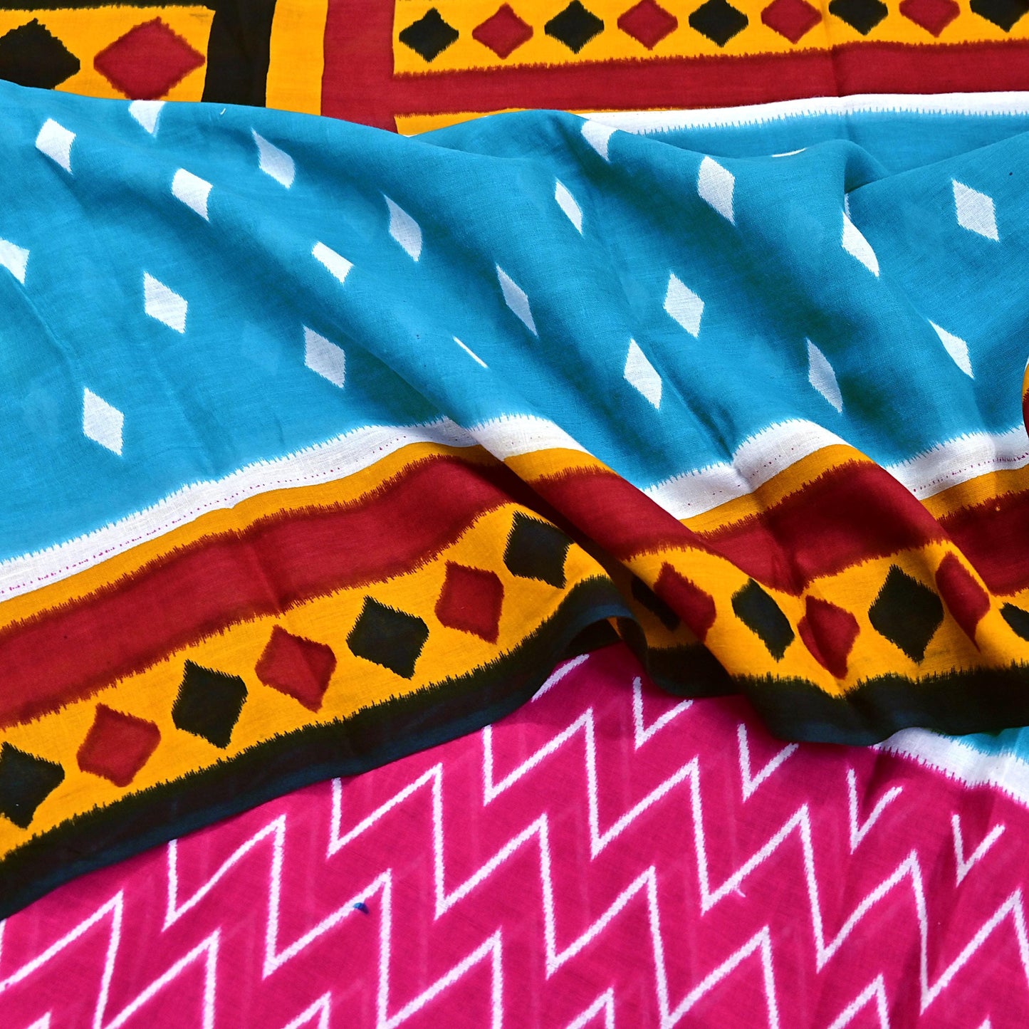 Indian Vintage Sari Multi Printed 100% Pure Cotton Saree Craft Fabric 5Yd Soft Sewing Sarong Wrap Boho Stripes Dress making Quilting