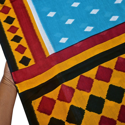 Indian Vintage Sari Multi Printed 100% Pure Cotton Saree Craft Fabric 5Yd Soft Sewing Sarong Wrap Boho Stripes Dress making Quilting