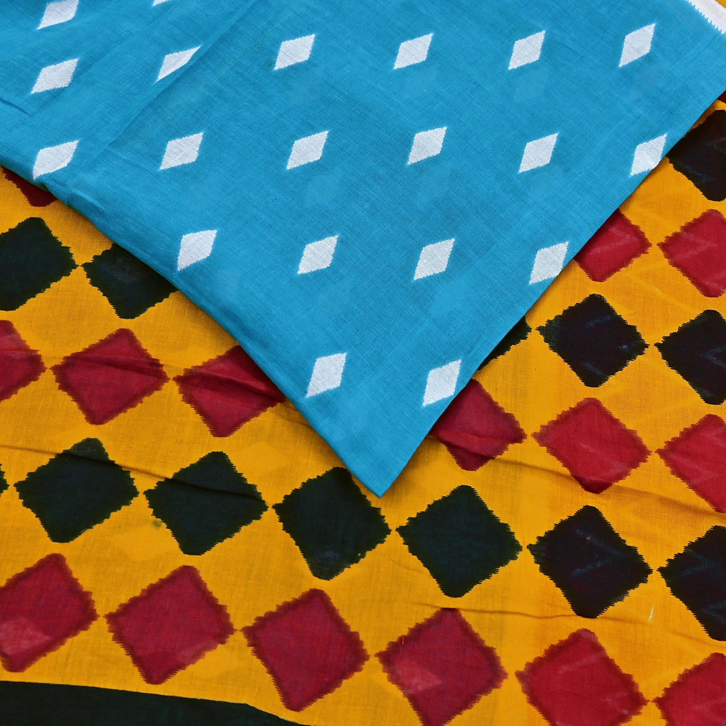 Indian Vintage Sari Multi Printed 100% Pure Cotton Saree Craft Fabric 5Yd Soft Sewing Sarong Wrap Boho Stripes Dress making Quilting