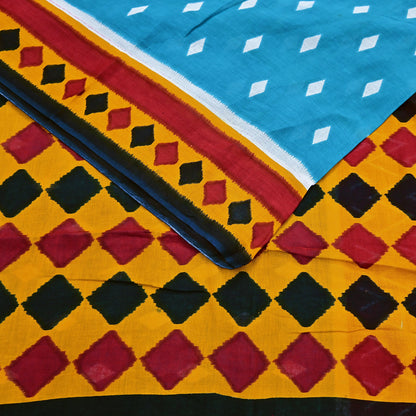 Indian Vintage Sari Multi Printed 100% Pure Cotton Saree Craft Fabric 5Yd Soft Sewing Sarong Wrap Boho Stripes Dress making Quilting