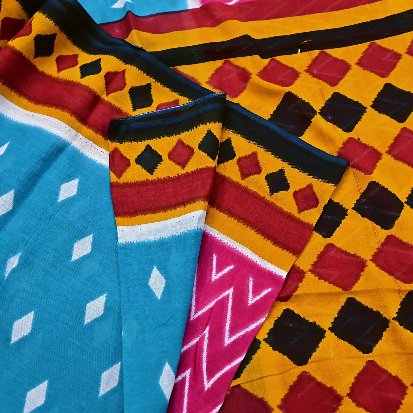 Indian Vintage Sari Multi Printed 100% Pure Cotton Saree Craft Fabric 5Yd Soft Sewing Sarong Wrap Boho Stripes Dress making Quilting