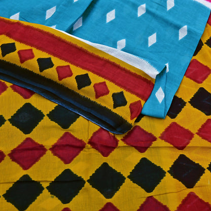 Indian Vintage Sari Multi Printed 100% Pure Cotton Saree Craft Fabric 5Yd Soft Sewing Sarong Wrap Boho Stripes Dress making Quilting