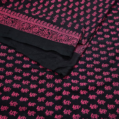 Indian Vintage Sari Black Pure Tussar Silk Hand Woven/Hand Painted Sarees Craft Fabric 5Yd Sewing Ethnic Dress making For Crafting