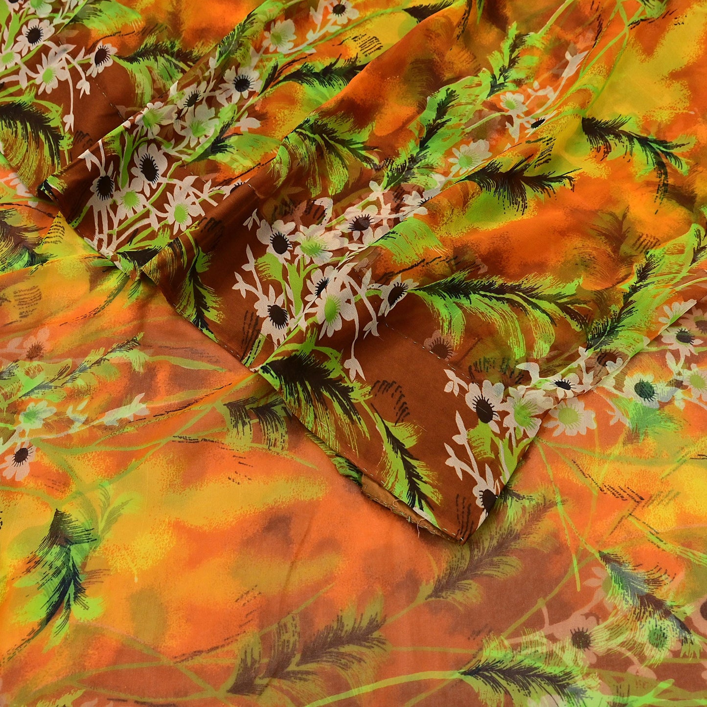Vintage Sari Multi Chiffon Printed Saree Sewing 5yd Craft Soft Dress Designing for Crafting Floral Dress Making
