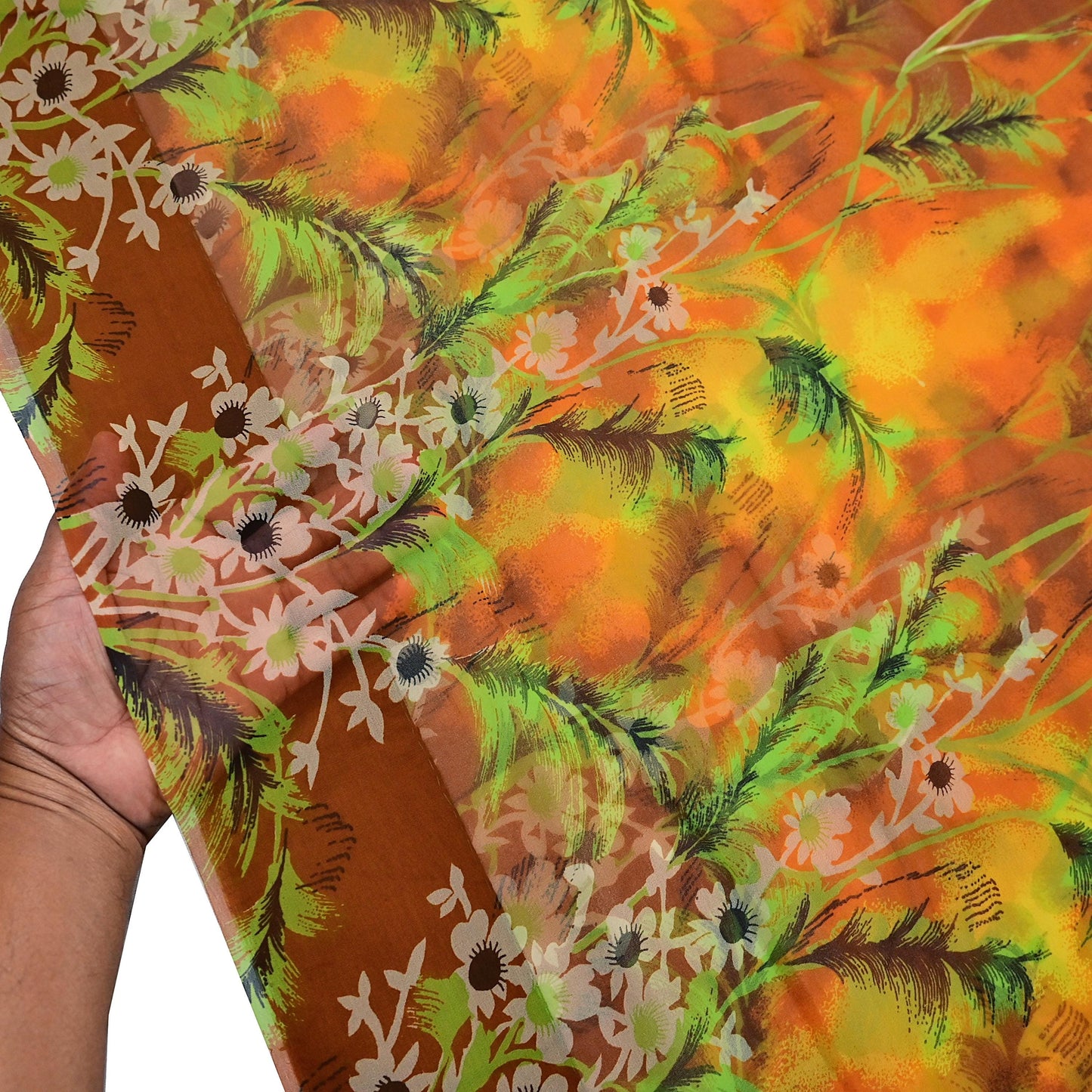 Vintage Sari Multi Chiffon Printed Saree Sewing 5yd Craft Soft Dress Designing for Crafting Floral Dress Making