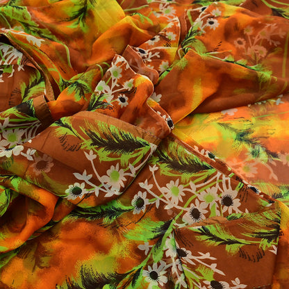 Vintage Sari Multi Chiffon Printed Saree Sewing 5yd Craft Soft Dress Designing for Crafting Floral Dress Making