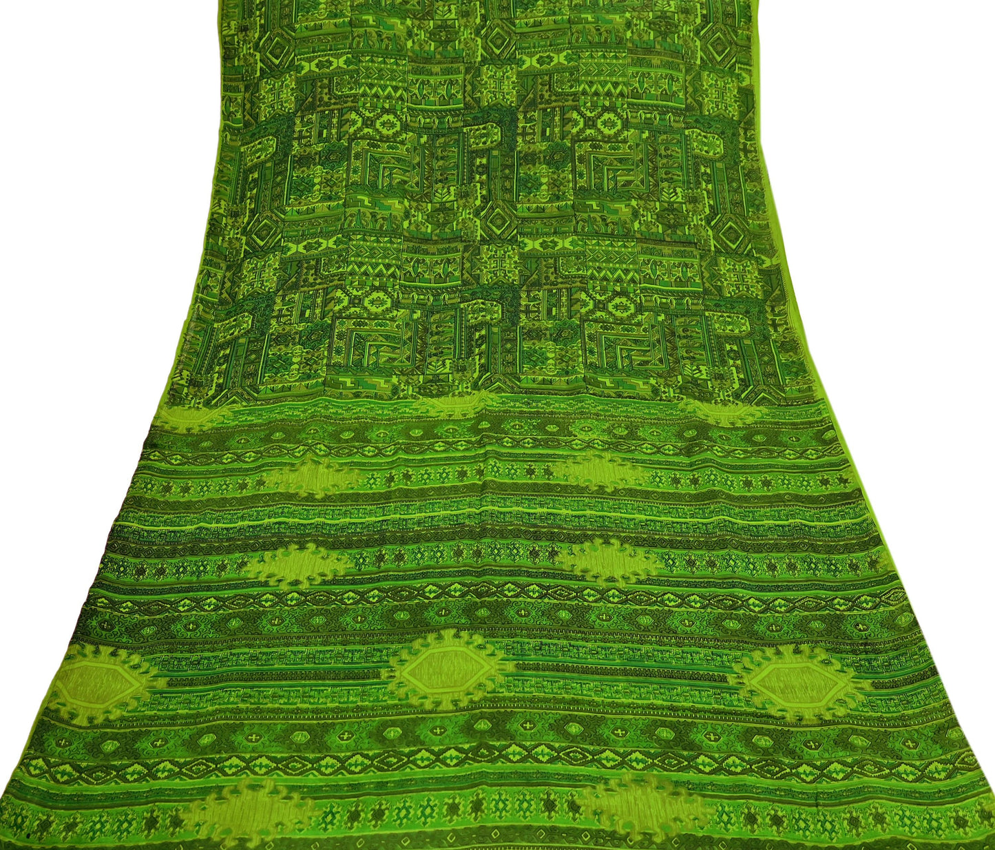 Indian Vintage Sari Green Pure Silk Printed Sarees 6yd Sewing Craft Fabric Dress Making  Soft Floral Wrap Upcycle Used Quilting Crafting