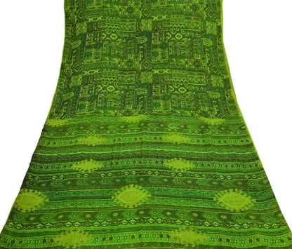 Indian Vintage Sari Green Pure Silk Printed Sarees 6yd Sewing Craft Fabric Dress Making  Soft Floral Wrap Upcycle Used Quilting Crafting