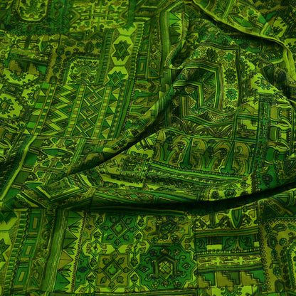 Indian Vintage Sari Green Pure Silk Printed Sarees 6yd Sewing Craft Fabric Dress Making  Soft Floral Wrap Upcycle Used Quilting Crafting