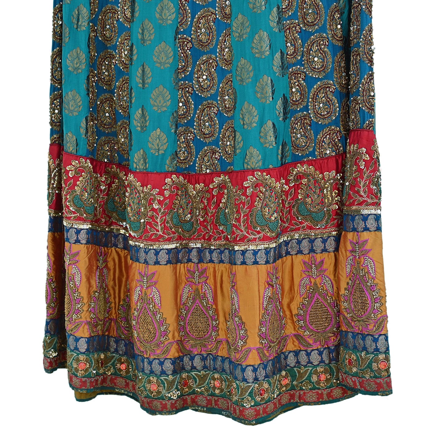 Indian Heavy Wedding Green Silk Hand Embroidered Lehenga/Skirt Designer By Manish Malhotra Bridal Wear Zardozi/ Dabka