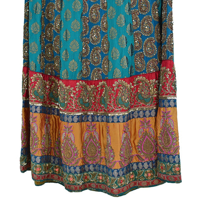 Indian Heavy Wedding Green Silk Hand Embroidered Lehenga/Skirt Designer By Manish Malhotra Bridal Wear Zardozi/ Dabka